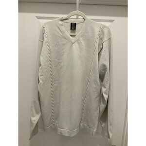 Nike Sweater XL Mens Golf Cable Pullover V-Neck Off White Long Sleeve